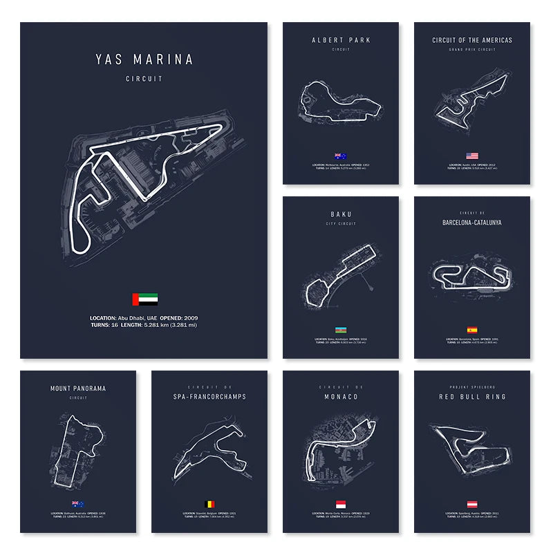 Legendary F1 Circuits Wall Art