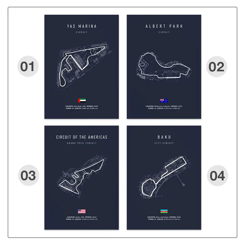 Legendary F1 Circuits Wall Art